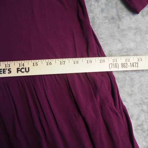 Anthropologie Maeve Galina‎ Drop Waist Dress Sz Large Dark Purple Pin Tuck Tunic - Picture 3 of 11